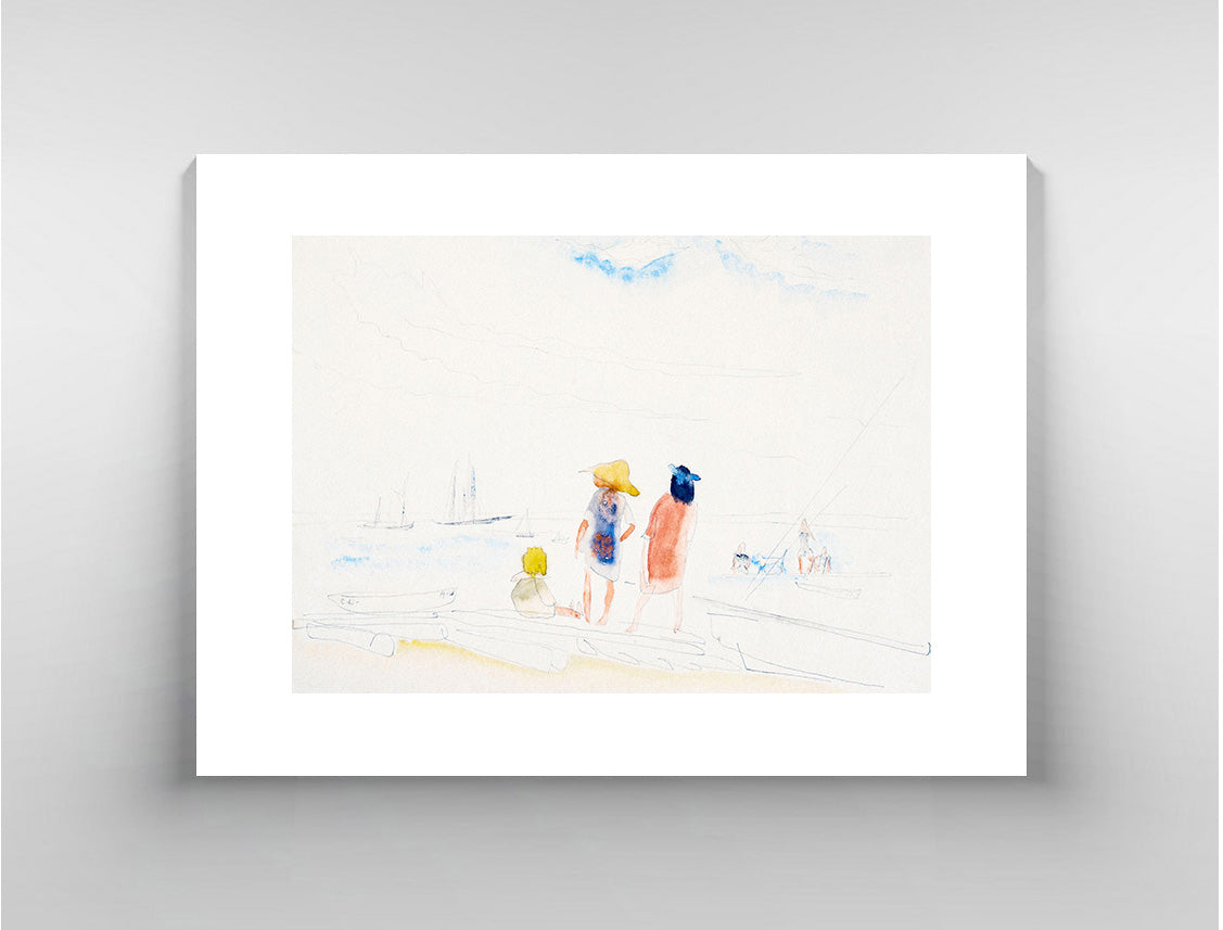 Two Women and Child on Beach by Charles Demuth