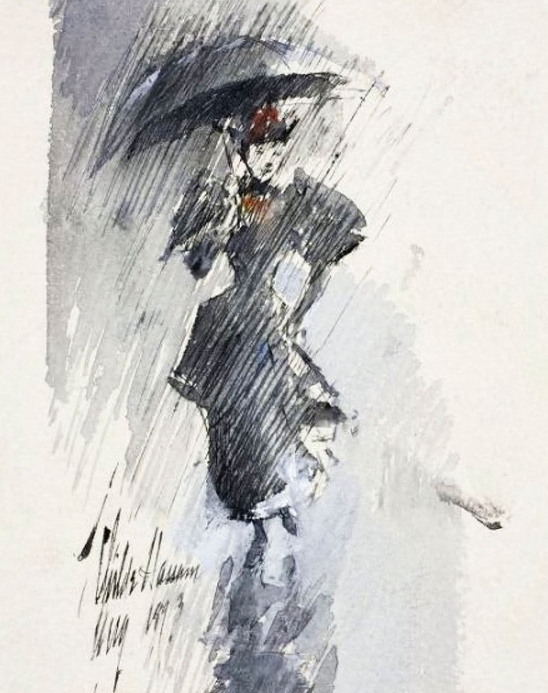 Woman with Umbrella by Childe Hassan